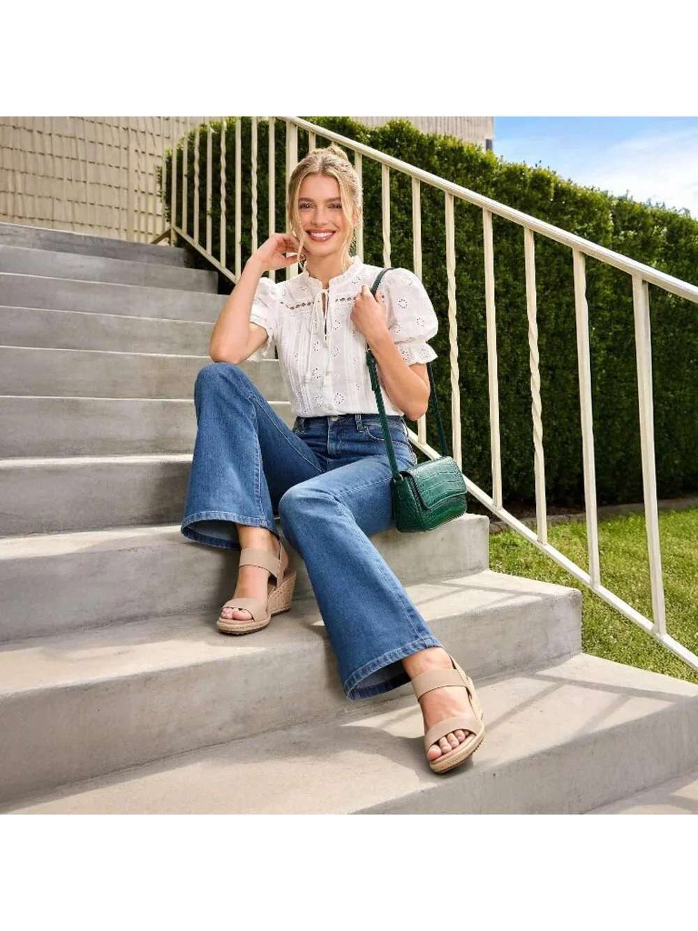 Dream Pairs Women's Nude Open Toe Elastic Ankle Strap Wedge Platform Sandals